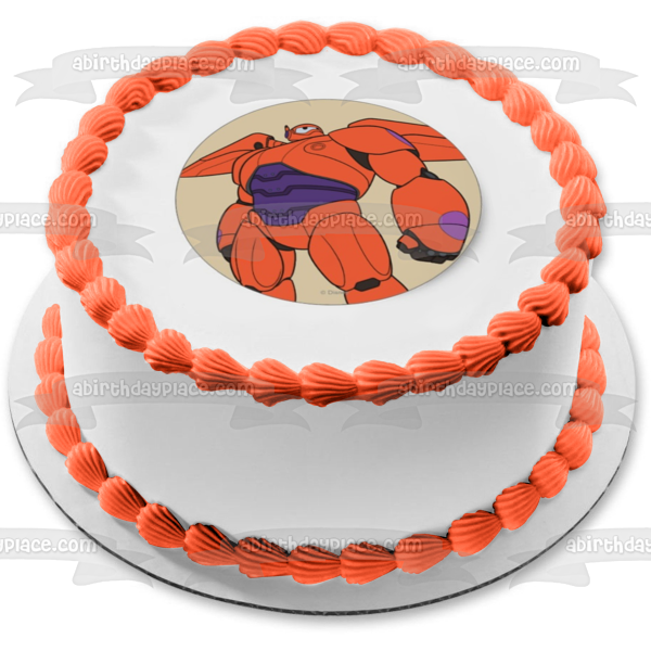 Imagen comestible para decoración de tarta con fondo tostado de Baymax rojo de Big Hero 6 ABPID21865 