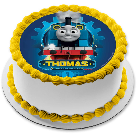 Thomas the Tank Engine Blue Background Edible Cake Topper Image ABPID22090