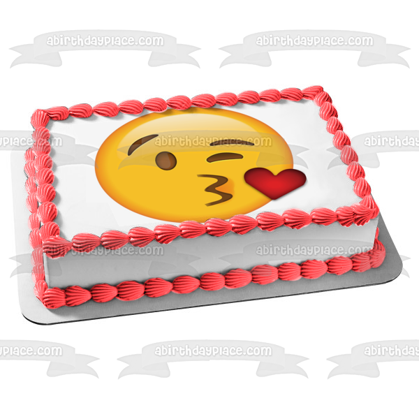 Kiss Emoji Heart Edible Cake Topper Image ABPID21900