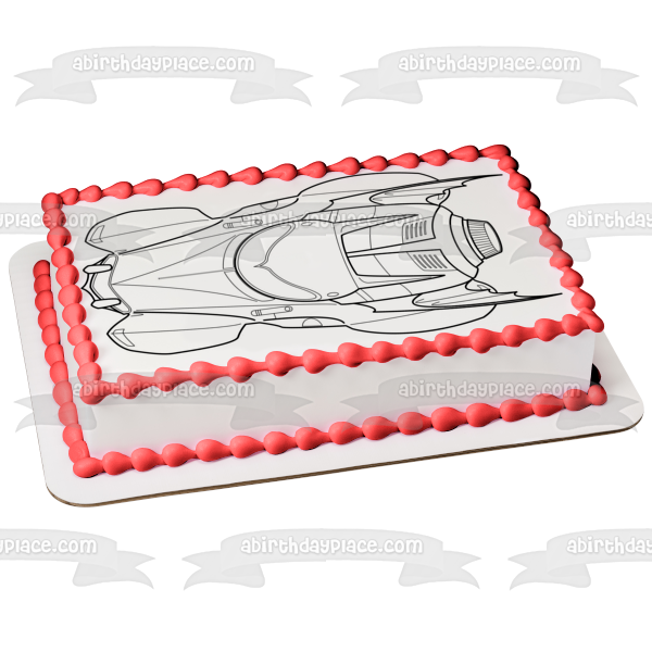 DC Comics Batmobile Black and White Edible Cake Topper Image ABPID22119