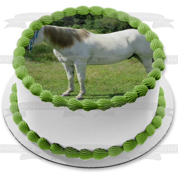 Animals Horses White Horse Trees Edible Cake Topper Image ABPID22135