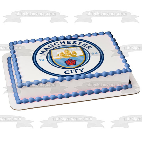 Manchester City Football Club Logo Soccer Edible Cake Topper Image ABPID22147