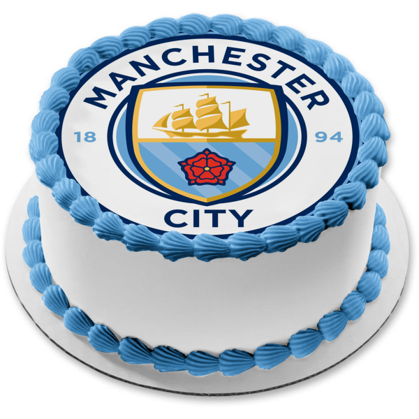 Manchester City Football Club Logo Soccer Edible Cake Topper Image ABPID22147