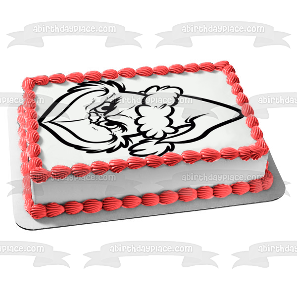 The Grinch Black and White Drawing Edible Cake Topper Image ABPID21956