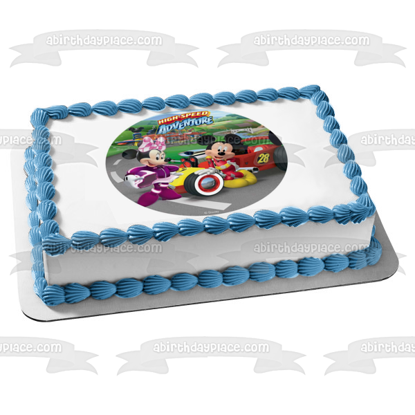 Disney Mickey Mouse and Friends Minnie Mouse High-Speed Adventure Race Car Edible Cake Topper Image ABPID21986