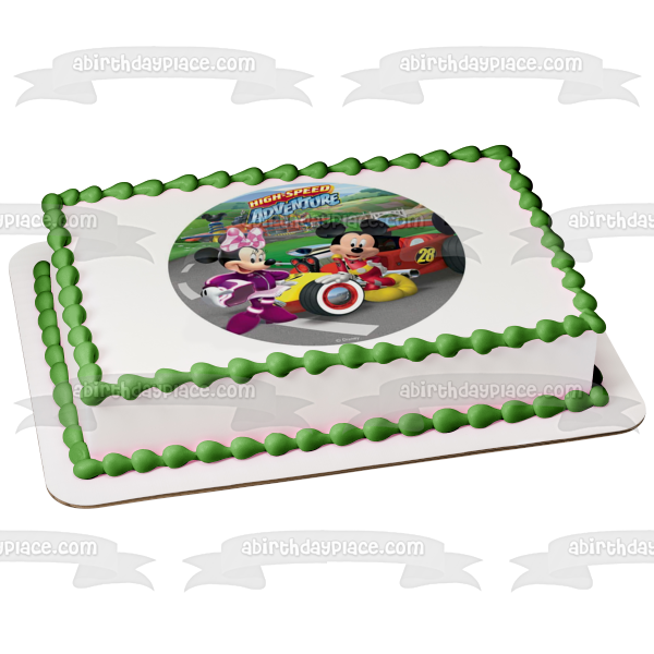 Disney Mickey Mouse and Friends Minnie Mouse High-Speed Adventure Race Car Edible Cake Topper Image ABPID21986