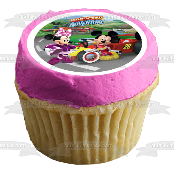 Disney Mickey Mouse and Friends Minnie Mouse High-Speed Adventure Race Car Edible Cake Topper Image ABPID21986