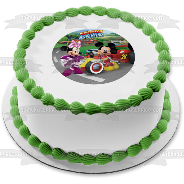 Disney Mickey Mouse and Friends Minnie Mouse High-Speed Adventure Race Car Edible Cake Topper Image ABPID21986