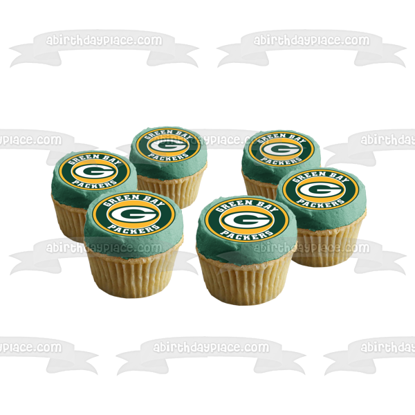 Logotipo de los Green Bay Packers, fondo verde y amarillo de la NFL, decoración comestible para tarta, imagen ABPID21989 