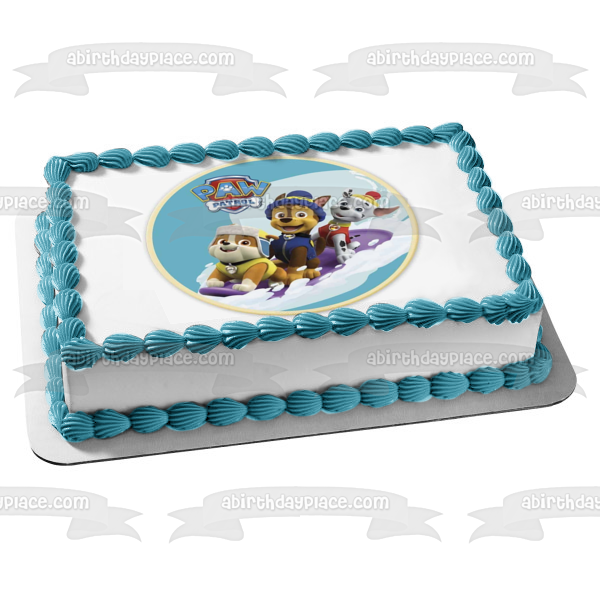 Decoración comestible para tarta con trineo de nieve de Paw Patrol Rocky Chase Marshall ABPID21992 