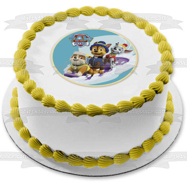 Decoración comestible para tarta con trineo de nieve de Paw Patrol Rocky Chase Marshall ABPID21992 