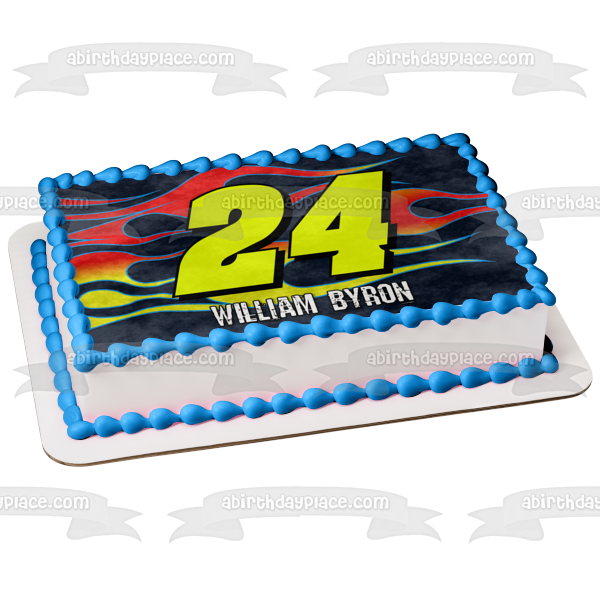 Nascar William Byron 24 Flames Logo Edible Cake Topper Image ABPID22402