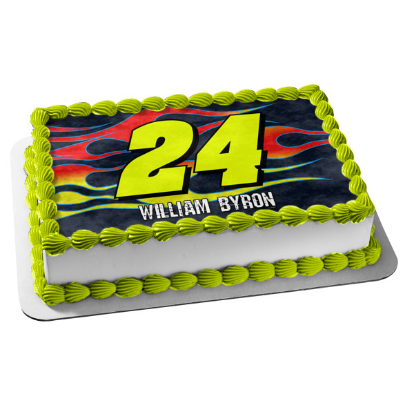 Nascar William Byron 24 Flames Logo Edible Cake Topper Image ABPID22402