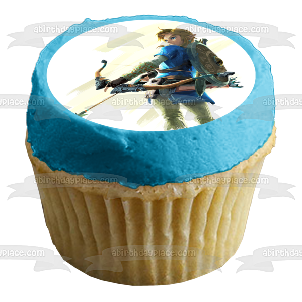 Figura decorativa comestible para tarta con lazo y flecha de Legends of Zelda Breath of the Wild Link ABPID22509 