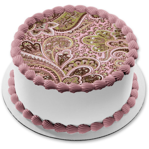 Pink and Purple Zebra Stripe Pattern Edible Cake Topper Image
