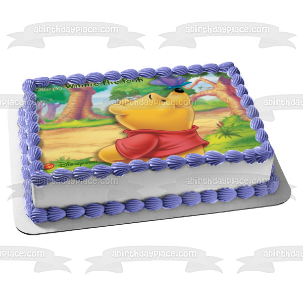 Disney Winnie the Pooh Butterfly Trees Background Edible Cake Topper Image ABPID24453