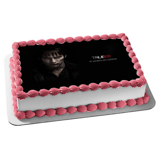 True Blood Bill Compton Duele tan bien Fondo negro Imagen comestible para decoración de tarta ABPID27006 