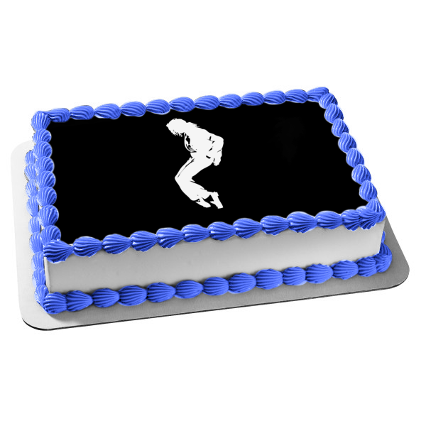 Michael Jackson Moonwalk Black and White Silhouette Edible Cake Topper Image ABPID26855