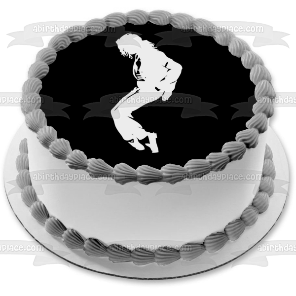 Michael Jackson Moonwalk Black and White Silhouette Edible Cake Topper Image ABPID26855