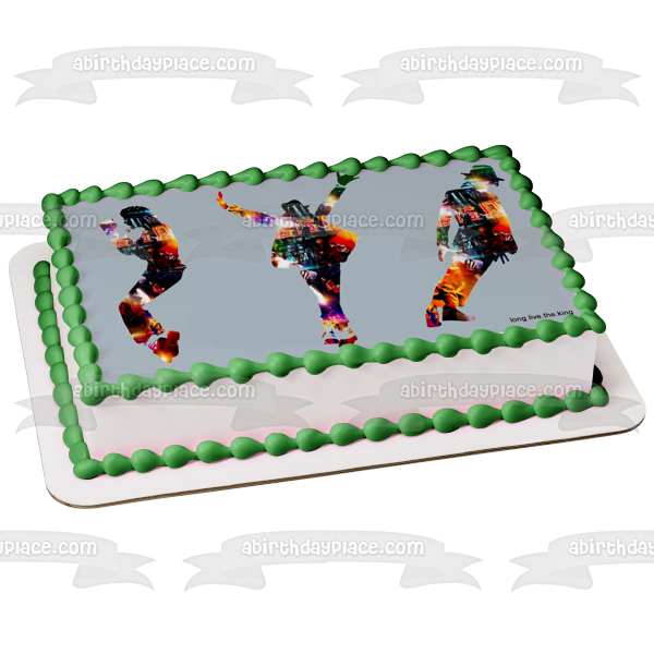 Decoración comestible para tarta con siluetas coloridas de Michael Jackson bailando ABPID26858 