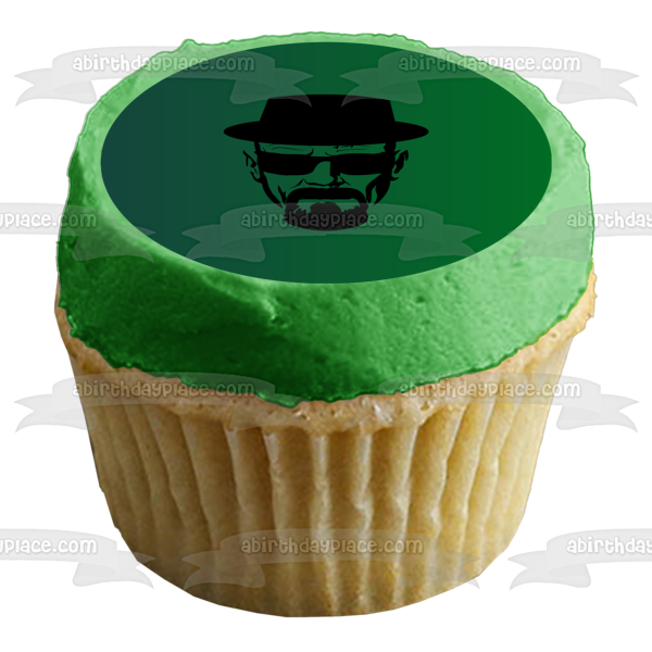 Breaking Bad Heisenberg Poster Green Background Walter White Edible Cake Topper Image ABPID27024