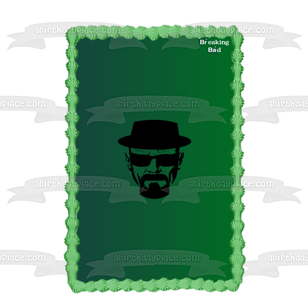 Breaking Bad Heisenberg Poster Green Background Walter White Edible Cake Topper Image ABPID27024