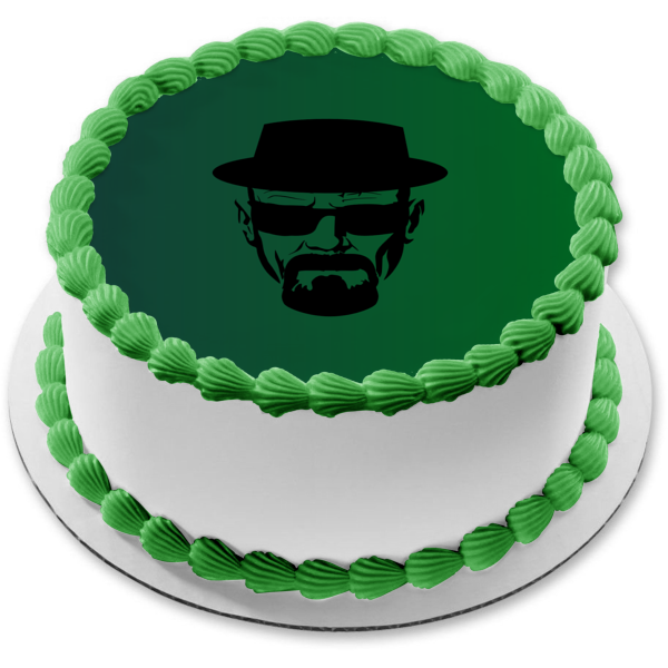 Breaking Bad Heisenberg Poster Green Background Walter White Edible Cake Topper Image ABPID27024