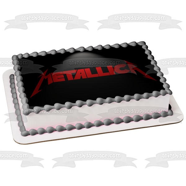 Imagen comestible para decoración de tarta con logotipo rojo de Metallica, fondo negro, ABPID26875 