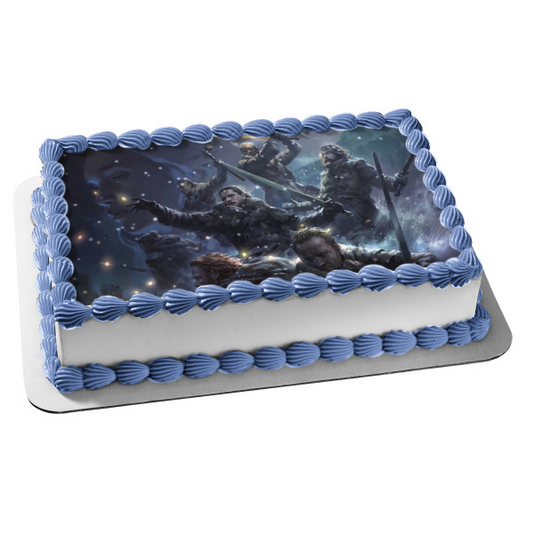 Decoración comestible para tarta de Juego de Tronos Daenerys Targaryen Jon Snow Imagen ABPID26894 