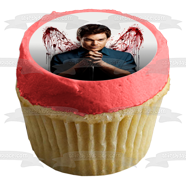 Dexter Blood Splatter Angel Wings Edible Cake Topper Image ABPID26936