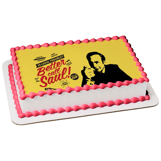 Better Call Saul In Legal Trouble Call Saul Fondo Amarillo Imagen comestible para decoración de tarta ABPID27058 