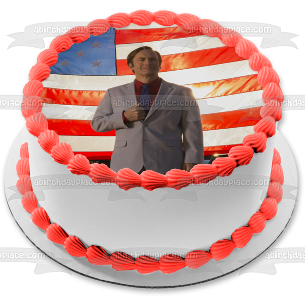 Better Call Saul Saul Goodman - Decoración comestible para tarta con bandera estadounidense, imagen ABPID27064 