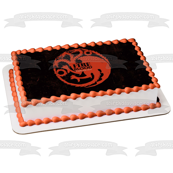 Game of Thrones House Targaryen Emblem Fire and Blood Edible Cake Topper Image ABPID26945