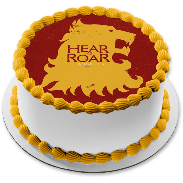 Game of Thrones House Lanniser Emblem Hear Me Roar Edible Cake Topper Image ABPID26958