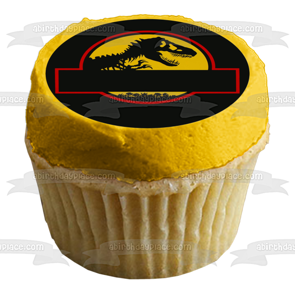 Jurassic Park Tyrannosaurus Rex - Decoración comestible para tarta con bordes de círculo negro, imagen ABPID27312 