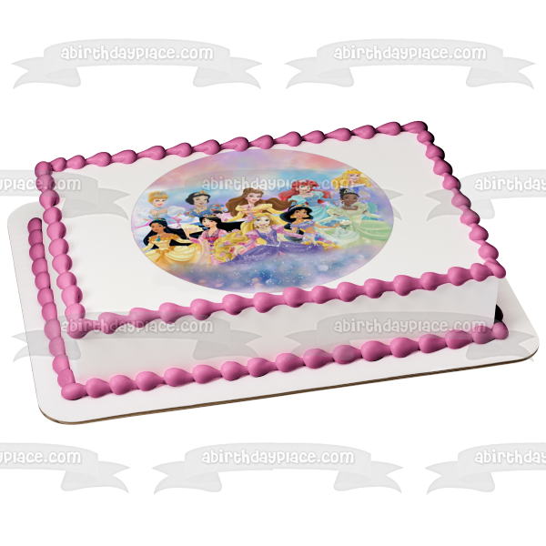 Princesa Disney Ariel Aurora Bella Blancanieves Jazmín Cenicienta Tiana Pocahontas Rapunzel Mulan Imagen comestible para tarta ABPID27316 