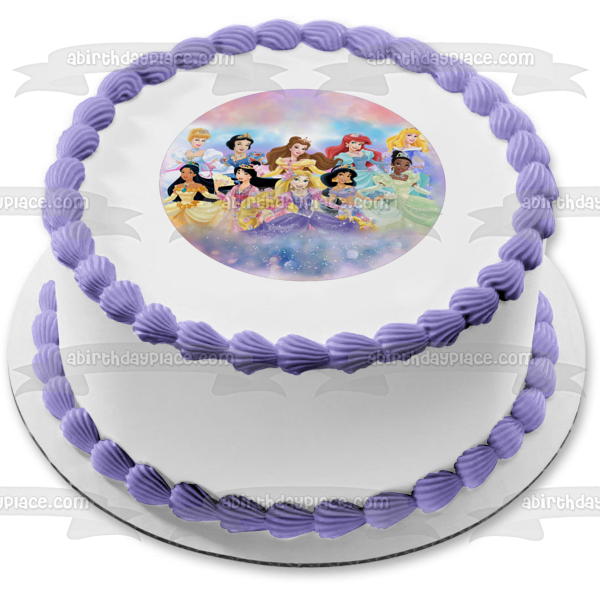 Princesa Disney Ariel Aurora Bella Blancanieves Jazmín Cenicienta Tiana Pocahontas Rapunzel Mulan Imagen comestible para tarta ABPID27316 