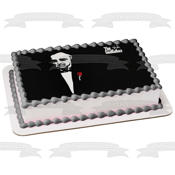 El padrino Vito Corleone blanco y negro rosa roja comestible decoración para tarta imagen ABPID27131 