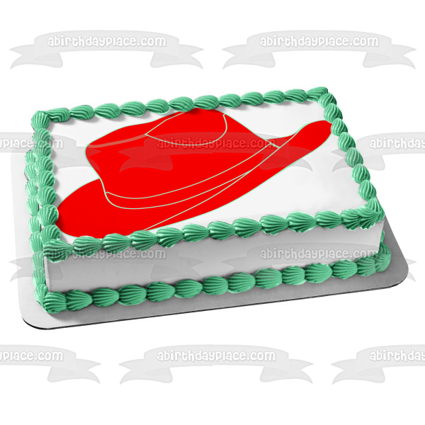 Red Cowboy Hat Edible Cake Topper Image ABPID27361