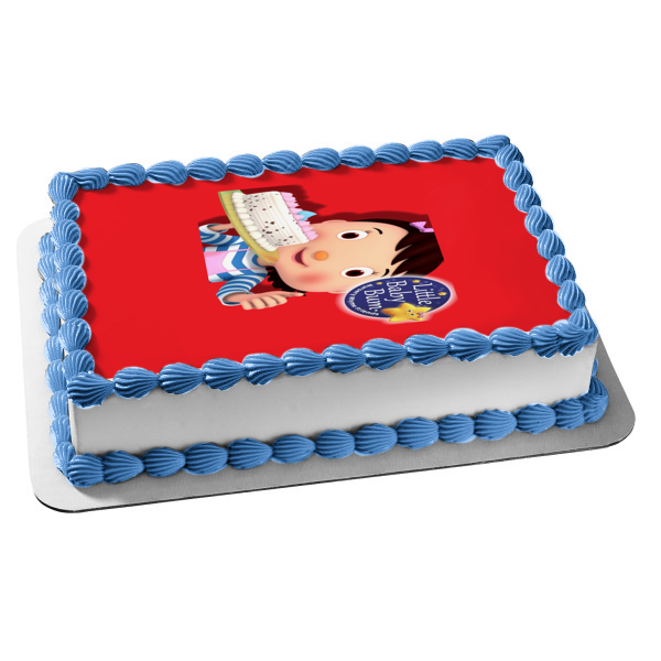 Imagen de adorno comestible para pastel con fondo rojo de pastel de cumpleaños de Little Baby Bum ABPID27392 