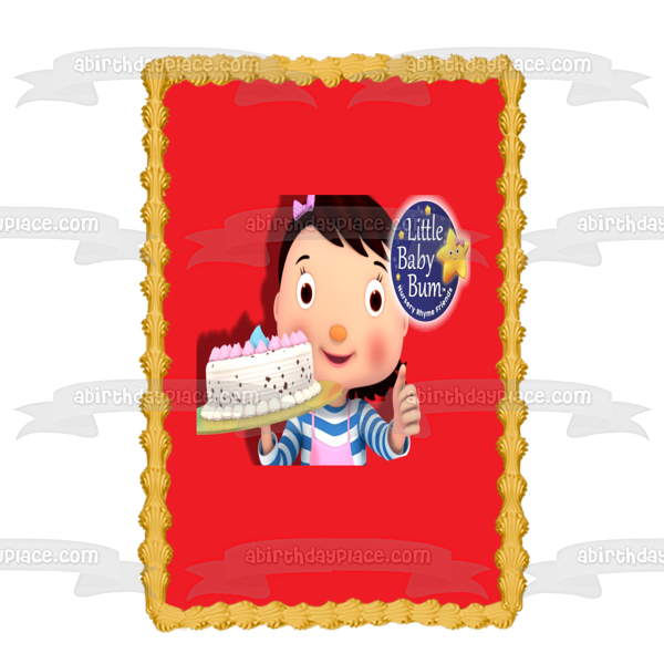 Imagen de adorno comestible para pastel con fondo rojo de pastel de cumpleaños de Little Baby Bum ABPID27392 