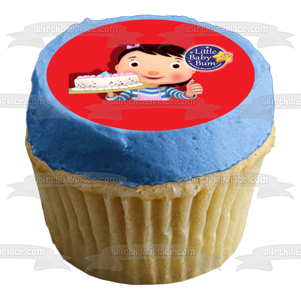 Imagen de adorno comestible para pastel con fondo rojo de pastel de cumpleaños de Little Baby Bum ABPID27392 