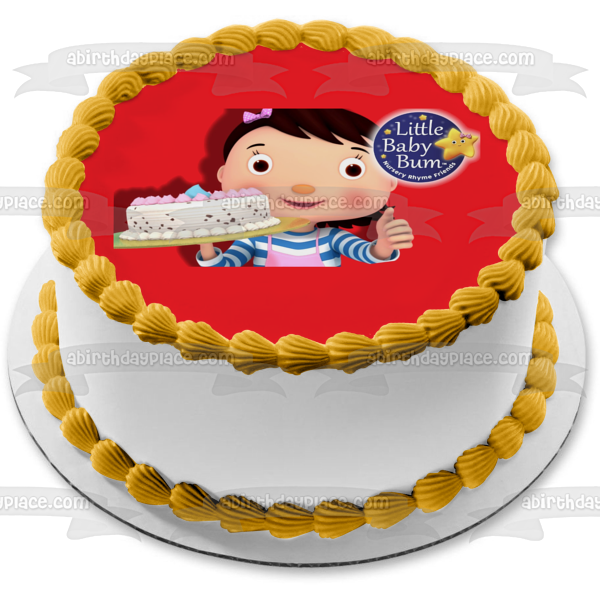 Imagen de adorno comestible para pastel con fondo rojo de pastel de cumpleaños de Little Baby Bum ABPID27392 