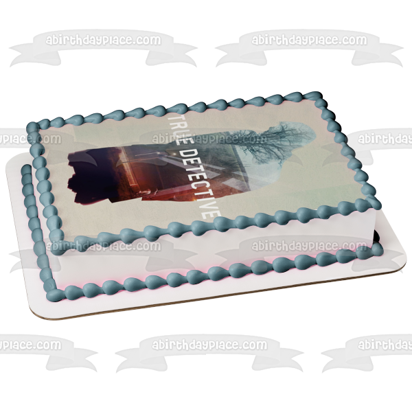 Imagen comestible para tarta con silueta de hombre de True Detective, árbol, campo, ABPID27181 