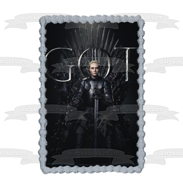 Juego de Tronos Brienne de Tarth Trono de Hierro Fondo Negro Decoración Comestible para Tarta Imagen ABPID27410 