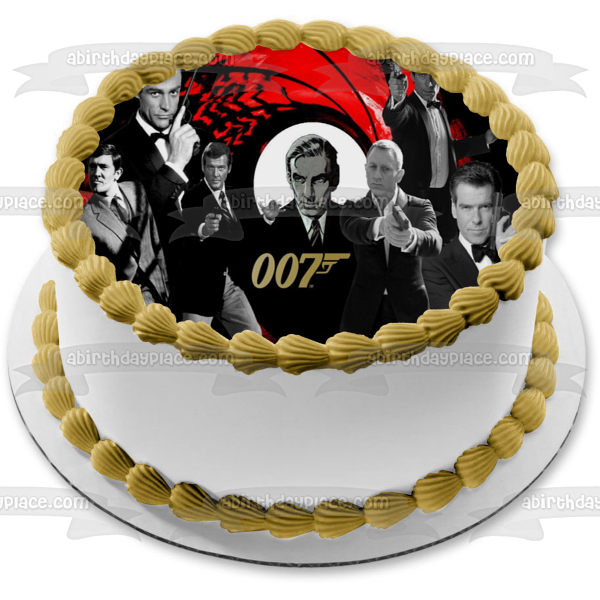 James Bond 007 Sean Connery Daniel Craig y Pierce Brosnon Imagen comestible para decoración de tarta ABPID03351 