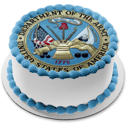 Imagen comestible para tarta con diseño de bandera del Departamento Militar del Ejército de los Estados Unidos ABPID05225 