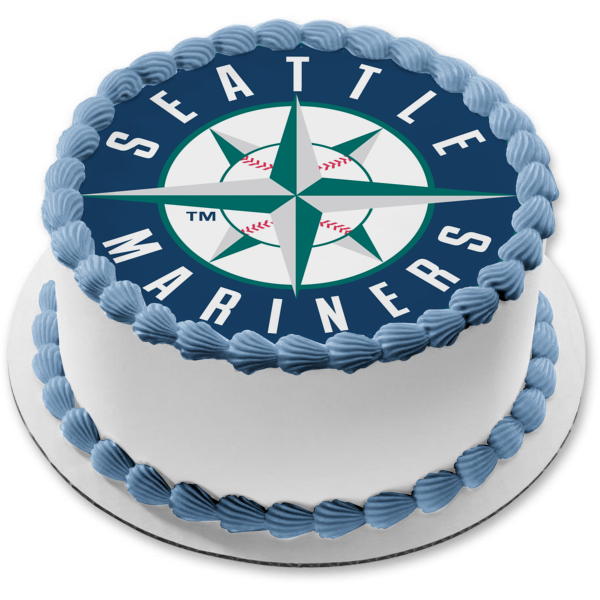 Imagen de decoración comestible para tarta con logotipo deportivo de los Marineros de Seattle, Liga Mayor de Béisbol, ABPID03440 