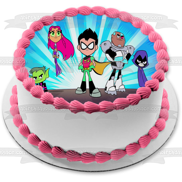 Imagen comestible para tarta de Teen Titans Go Beast Boy Starfire Robin Cyborg Raven ABPID03557 