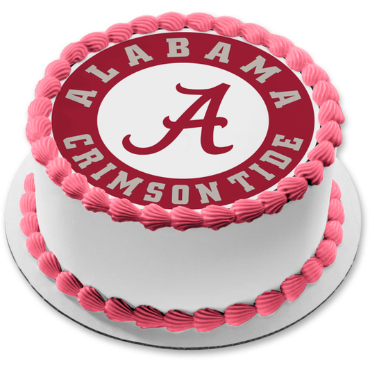 Alabama Crimson Tide Logo College Sports Edible Cake Topper Image ABPID05413